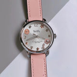 Coach Tatum White Dial Pink Leather Strap Watch For Women - 14502799