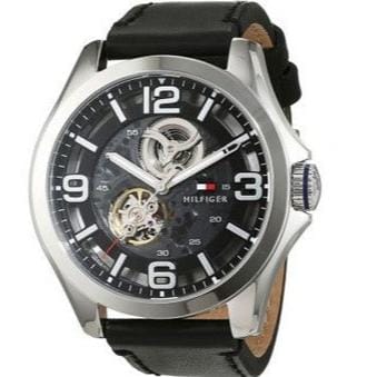 Tommy Hilfiger Bruce Analog Black Dial Black Leather Strap Watch for Men - 1791279