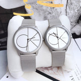 Calvin Klein Minimal White Dial Silver Mesh Bracelet Watch for Men - K3M5115X