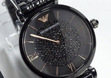 Emporio Armani Gianni T Bar All Black Diamond Dial Watch For Women - AR11245