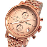 Fossil Boyfriend Chronograph Rose Gold Dial Rose Gold Steel Strap Watch for Women - ES3380