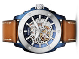 Fossil Modern Machine Automatic Skeleton Silver Dial Brown Leather Strap Watch for Men - ME3135