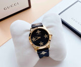 Gucci G-Timeless Black Dial Black Leather Strap Watch For Women - YA1264055