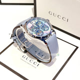 Gucci G Timeless Quartz Mother of Pearl Dial Blue Leather Strap Watch For Women - YA1264124