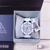 Guess Overdrive Chronograph White Dial White Rubber Strap Watch for Women - W0149L6