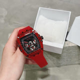 Guess Phoenix Multifunction Black Dial Red Rubber Strap Watch for Men - GW0203G5