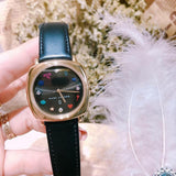 Marc Jacobs Mandy Black Dial Black Leather Strap Watch for Women - MJ1597