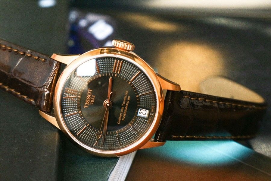Tissot Chemin Des Tourelles Powermatic 80 Lady Brown Dial Brown Leather Strap Watch For Women - T099.207.36.448.00