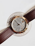 Versace V-Urban Quartz Grey Dial Brown Leather Strap Watch for Men - VELQ00219