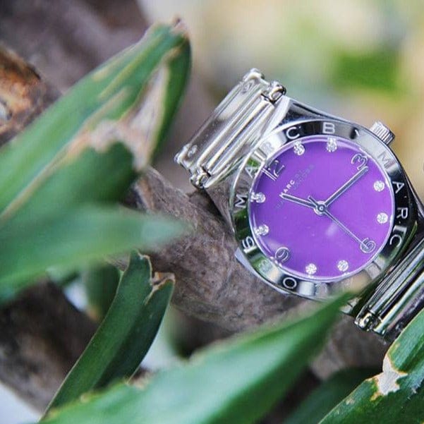 Marc Jacobs Amy Purple Dial Silver Steel Strap Watch for Women - MBM8560