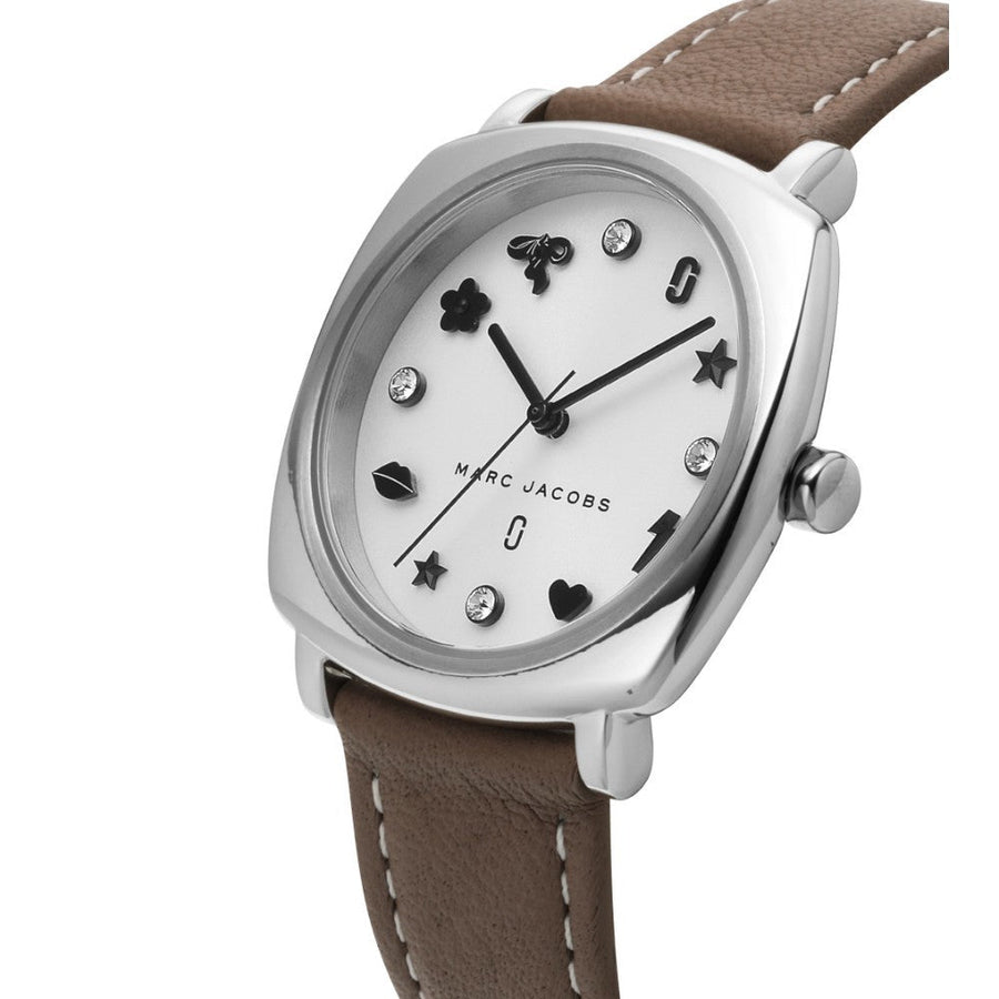 Marc Jacobs Mandy Silver Dial Brown Leather Strap Watch for Women - MJ1563