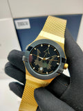 Maserati Potenza Quartz Black Dial Gold Mesh Bracelet Watch For Men - R8853108006