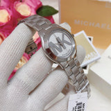 Michael Kors Mini Slim Runway Silver Dial Silver Steel Strap Watch for Women - MK3548