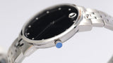 Movado Museum Classic Diamonds Black Dial Silver Steel Strap Watch for Men - 0607201