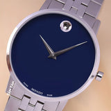 Movado Museum Classic Blue Dial Silver Steel Strap Watch for Men - 0607212