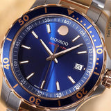 Movado Series 800 Blue Dial Two Tone Steel Strap Watch for Men - 2600149