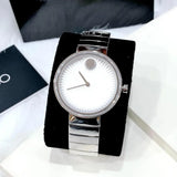 Movado Edge Silver Dial Silver Steel Strap Watch for Women - 3680012