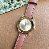 Movado Bold Gold Dial Brown Leather Strap Watch for Women - 3600437