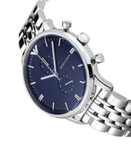 Emporio Armani Gianni Chronograph Blue Dial Silver Steel Strap Watch For Men - AR1648