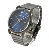 Emporio Armani Luigi Quartz Blue Dial Grey Mesh Bracelet Watch For Men - AR11053