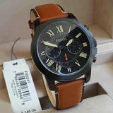 Fossil Grant Chronograph Black Dial Brown Leather Strap Watch for Men - FS5241