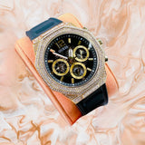 Guess Momentum Chronograph Diamonds Black Dial Black Silicone Strap Watch For Men - GW0518G2