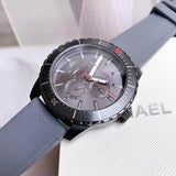 Michael Kors Cunningham Multifunction Grey Dial Grey Rubber Strap Watch For Men - MK7164