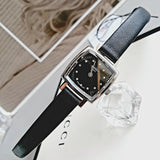 Tissot Lovely Square Quartz Diamonds Black Dial Black Leather Strap Watch For Women - T058.109.16.056.00