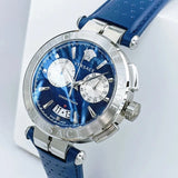 Versace Aion Chronograph Quartz Blue Dial Blue Leather Strap Watch for Men - VE1D01220