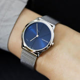 Calvin Klein Minimal Blue Dial Silver Mesh Bracelet Watch for Women - K3M2212N