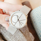 Calvin Klein Minimal White Dial Silver Mesh Bracelet Watch for Women - K3M5215X