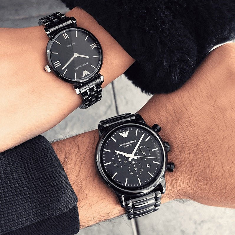 Emporio Armani Ceramica Black Dial Black Ceramic Strap Watch For Women - AR1487