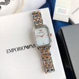 Emporio Armani Gianni T Bar Mother of Pearl Dial Two Tone Steel Strap Watch For Women - AR11146