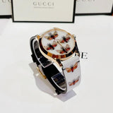 Gucci G Timeless Quartz White Dial White Leather Strap Watch For Women - YA1264109