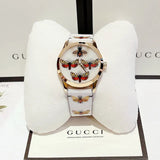 Gucci G Timeless Quartz White Dial White Leather Strap Watch For Women - YA1264109