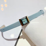 Gucci G-Frame Pastel Blue Mother of Pearl Dial Blue Leather Strap Watch For Women - YA128531