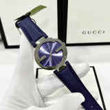 Gucci Interlocking G Blue Dial Blue Leather Strap Watch For Women - YA133322