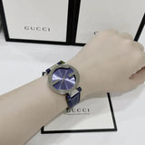 Gucci Interlocking G Blue Dial Blue Leather Strap Watch For Women - YA133322