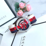 Gucci G Timeless Quartz White Red Blue Dial Multicolored NATO Strap Watch For Men - YA1264059