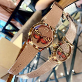 Gucci G Timeless Butterfly Brown Dial Brown Leather Strap Watch For Women - YA1264063