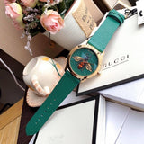 Gucci G Timeless Bee Green Dial Green Leather Strap Watch For Women - YA1264065