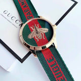 Gucci Le Marche des Merveilles Green & Red Dial Green & Red NATO Strap Unisex Watch - YA126487