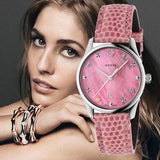 Gucci G-Timeless Pink Mother of Pearl Dial Pink Leather Strap Watch For Women - YA126586