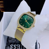 Guess Quartz Green Dial Gold Mesh Strap Watch For Women - GW0354L5