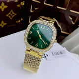 Guess Quartz Green Dial Gold Mesh Strap Watch For Women - GW0354L5