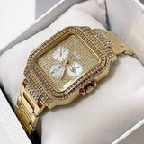 Guess Deco Quartz Crystals Gold Dial Gold Steel Strap Watch For Women - GW0472L2