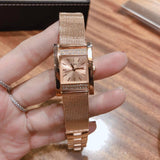 Guess Nouveau Diamonds Rose Gold Dial Rose Gold Mesh Bracelet Watch for Women - W0127L3