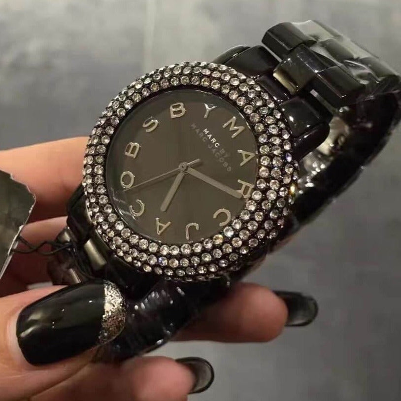 Marc Jacobs Marci Black Dial Black Steel Dial Strap Watch for Women - MBM3193