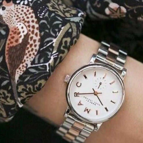 Marc Jacobs Baker White Dial Two Tone Steel Strap Watch for Women - MBM3312