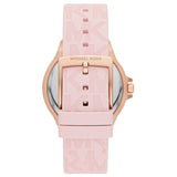 Michael Kors Mini Lennox Three-Hand Rose Gold Dial Pink Silicone Strap Watch For Women - MK7282